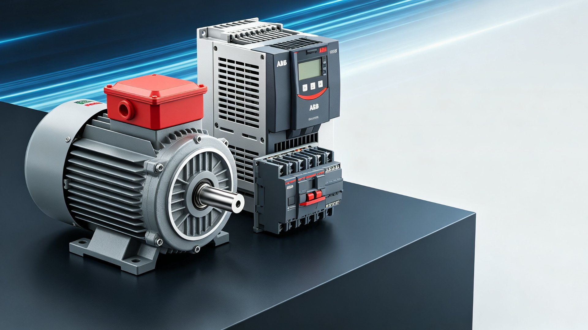 ABB variable speed drive with cast iron induction motor and low-voltage switchgear