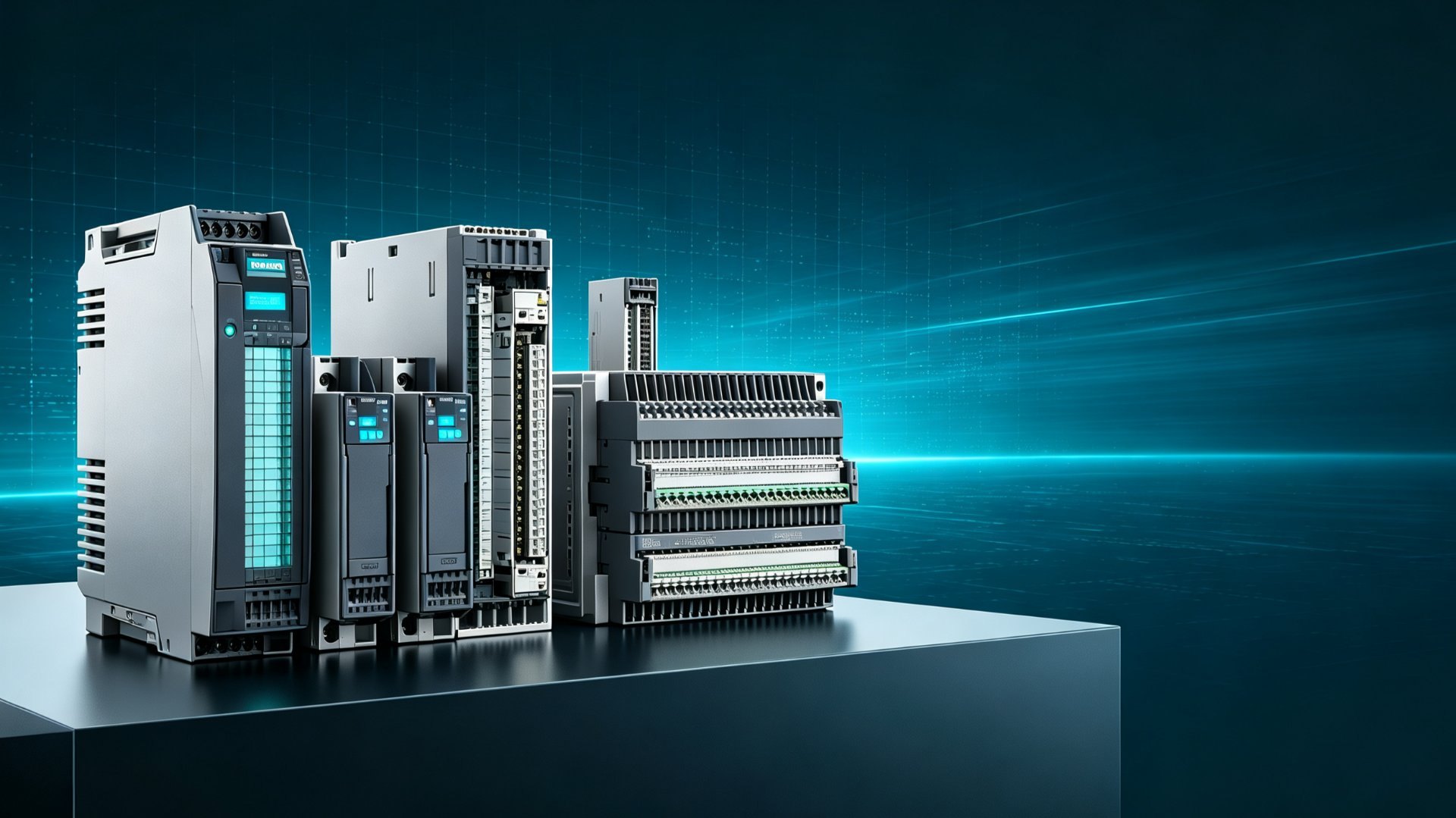 Siemens SINAMICS variable speed drive and SIMATIC PLC with I/O modules